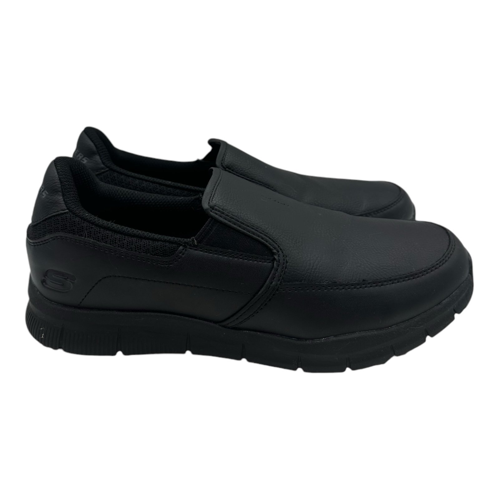 SKECHERS Work Nampa Annod Shoes Women's Size 11 Black Faux Leather Slip On