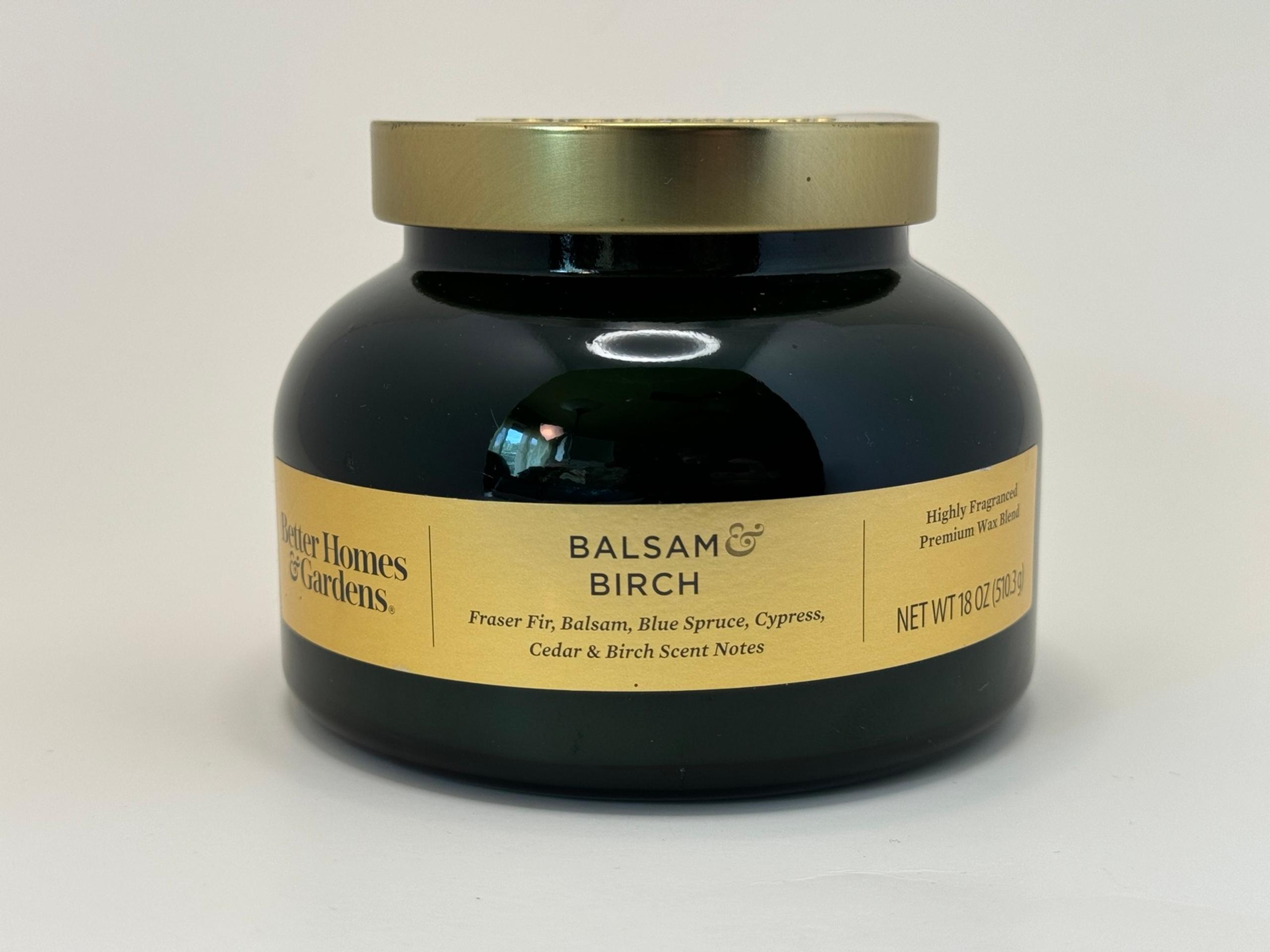 Better Homes & Gardens 18oz Balsam& Birch 2-Wick Glass Bell Jar Candle