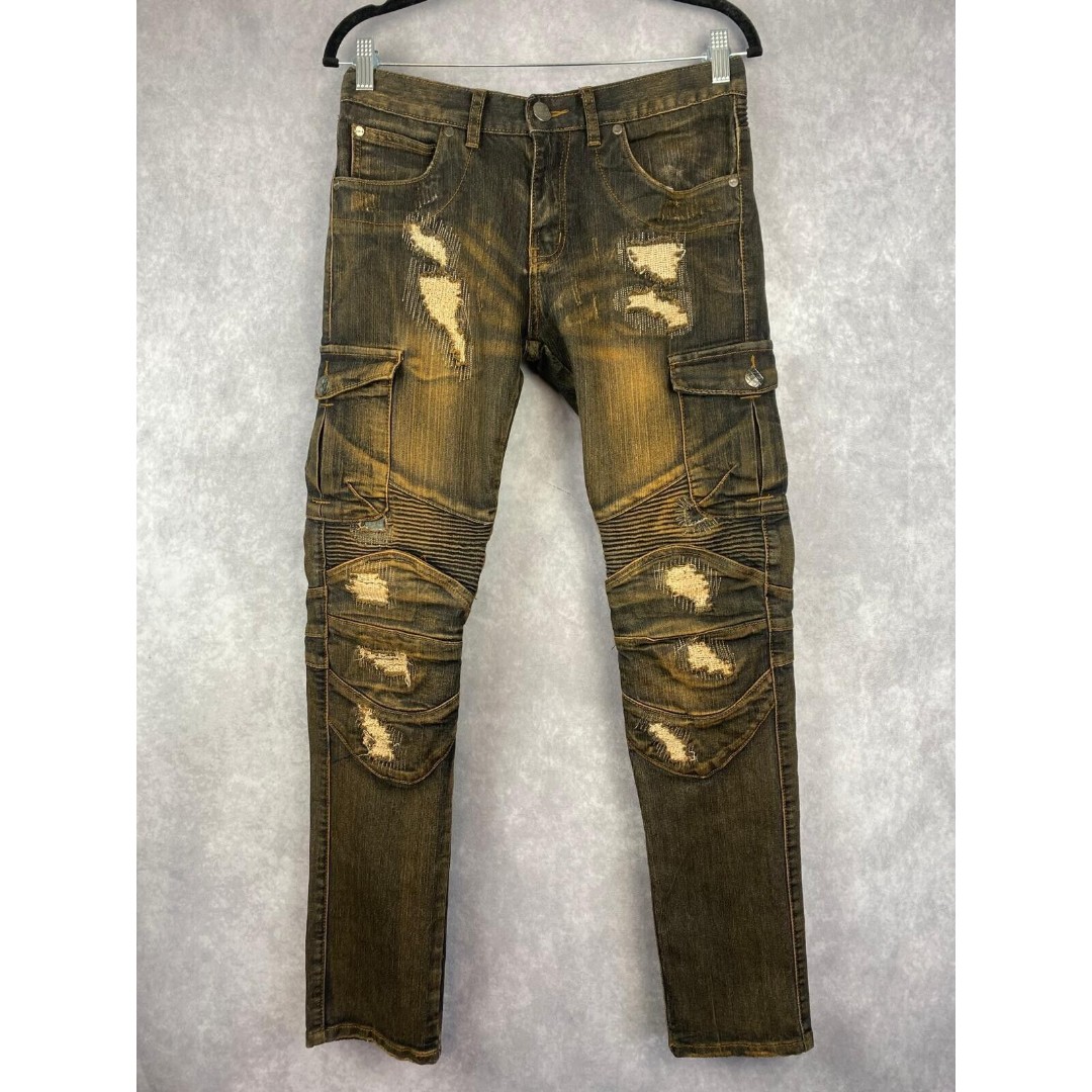 Imperious Trading Jeans Mens 40x32 Zip Legs Pockets Stone Washed Vintage