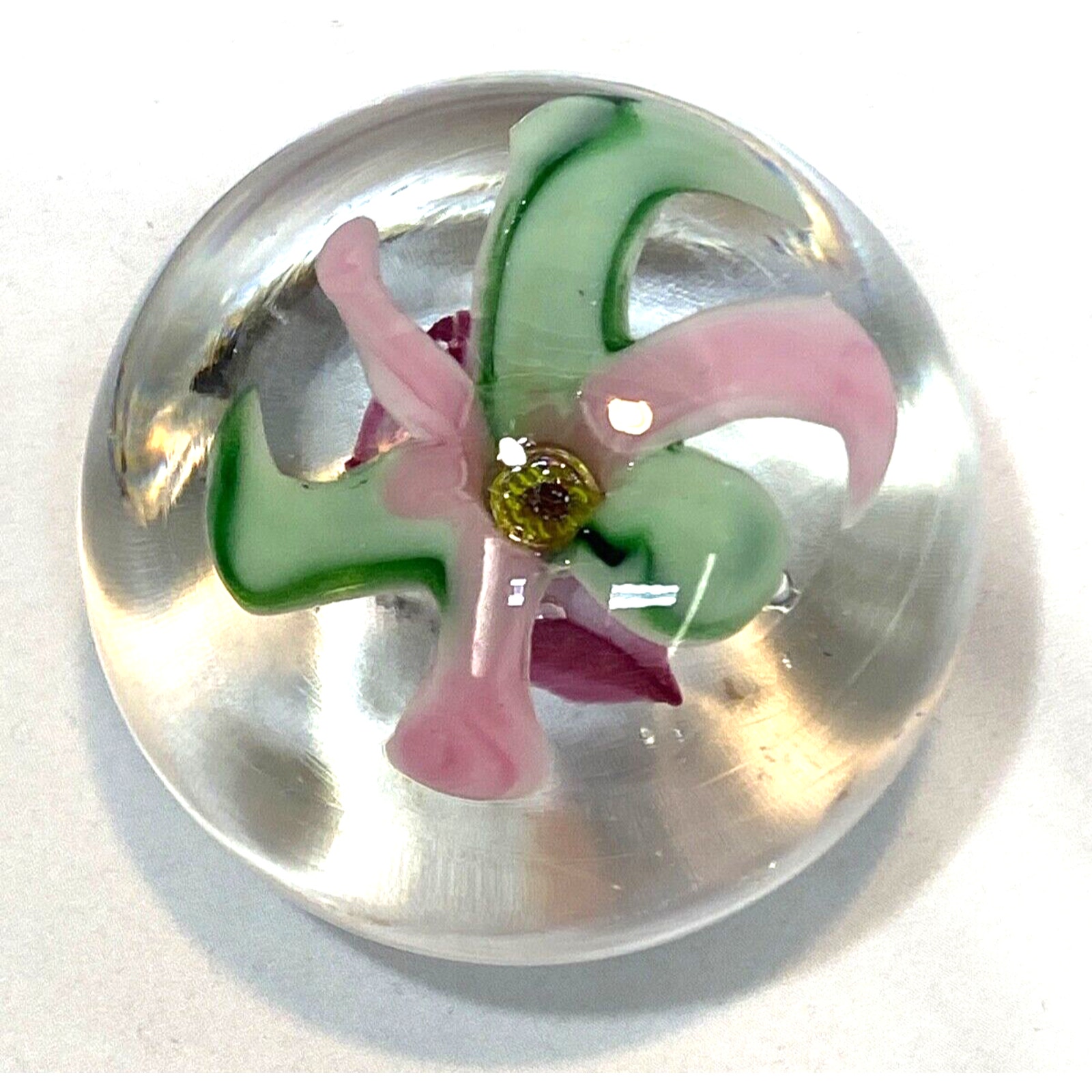 Art Glass Paperweight Signed Whiteb...