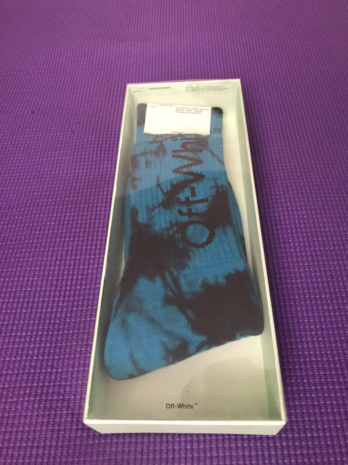 off white tie dye stripe mid socks blue 1