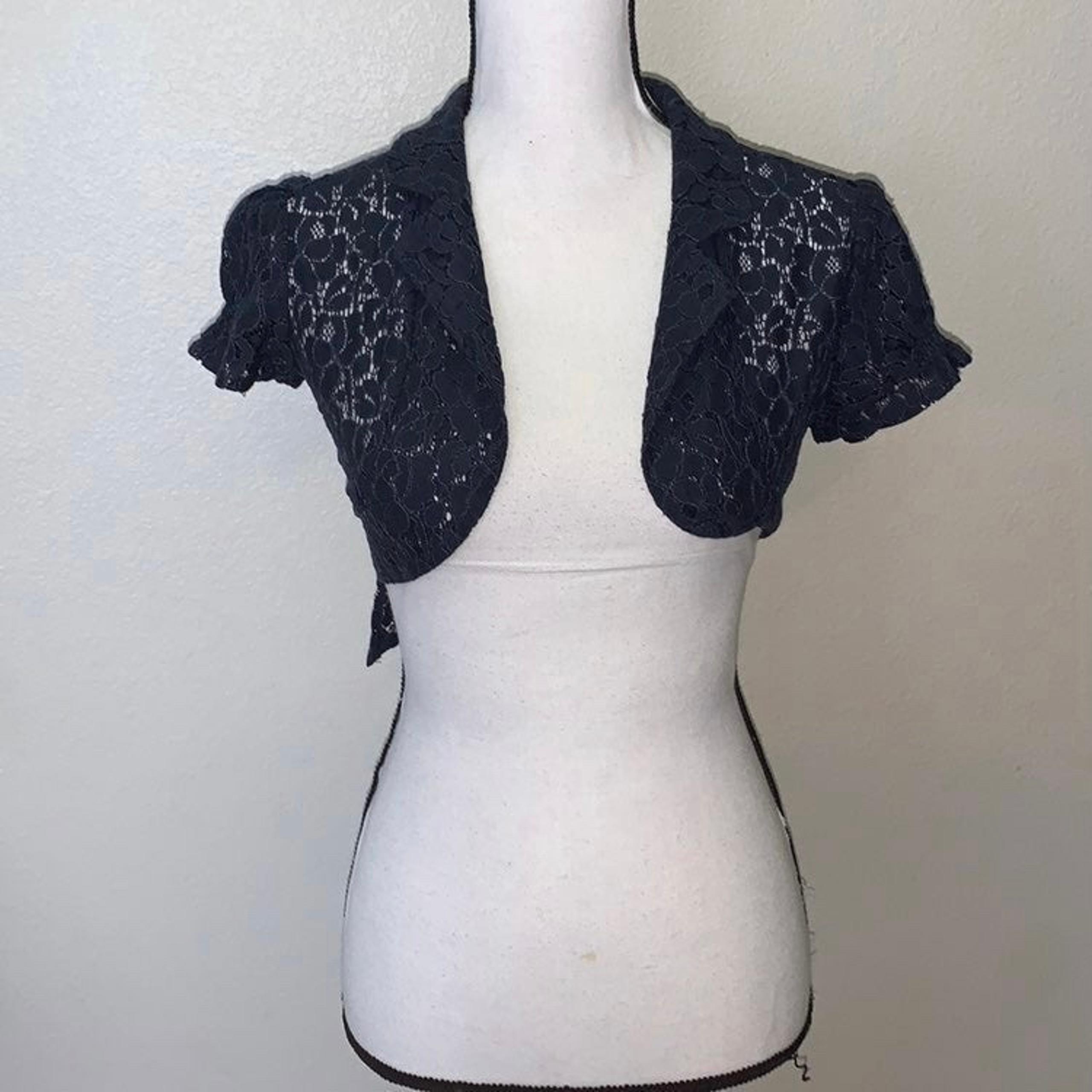 Ya Los Angeles Navy blue twisted back shrug open cardigan