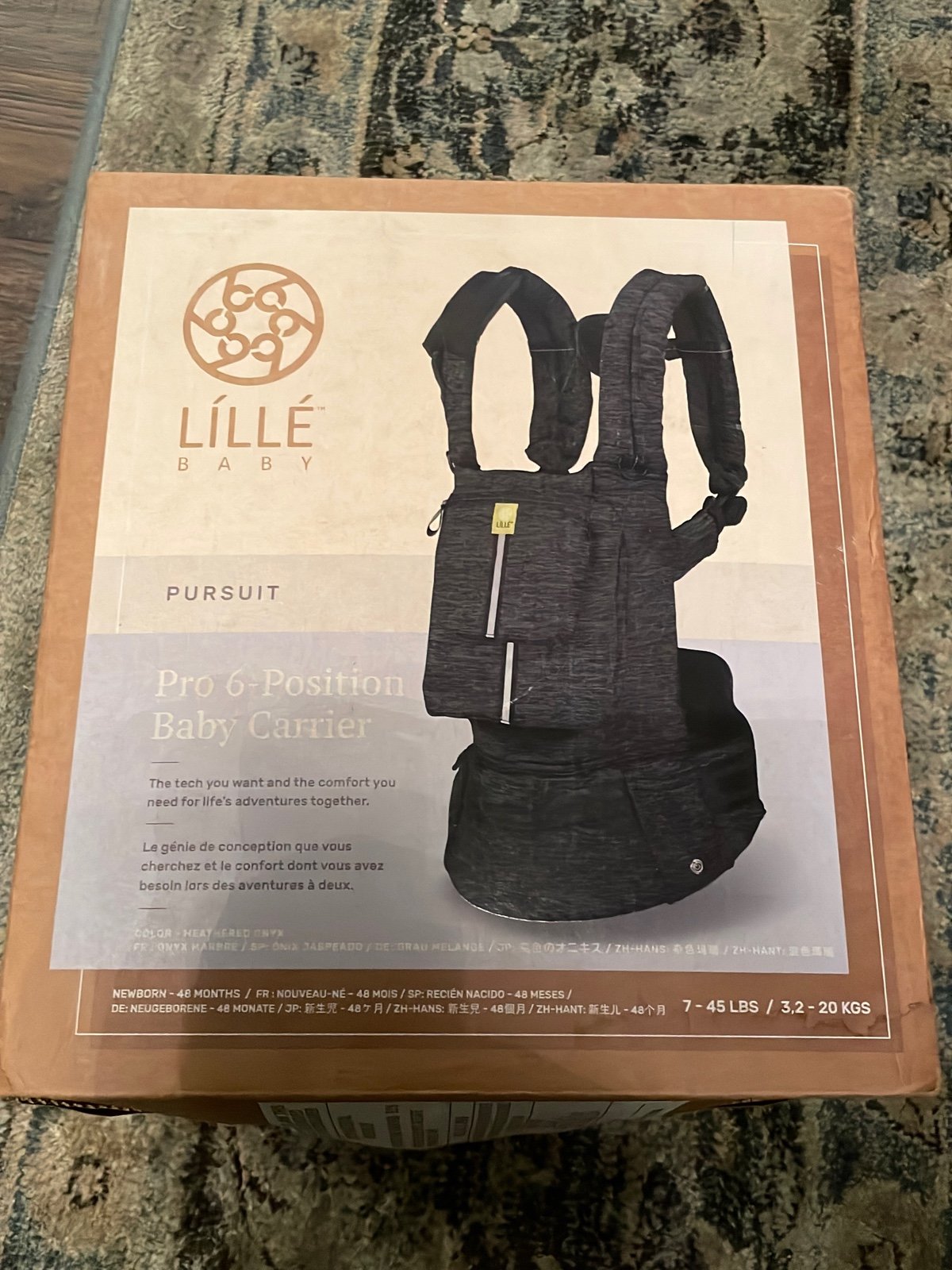 LILLE BABY PURSUIT PRO 6-POSITION BABY CARRIER 7 - 45 LBS HEATHERED ONYX - NEW