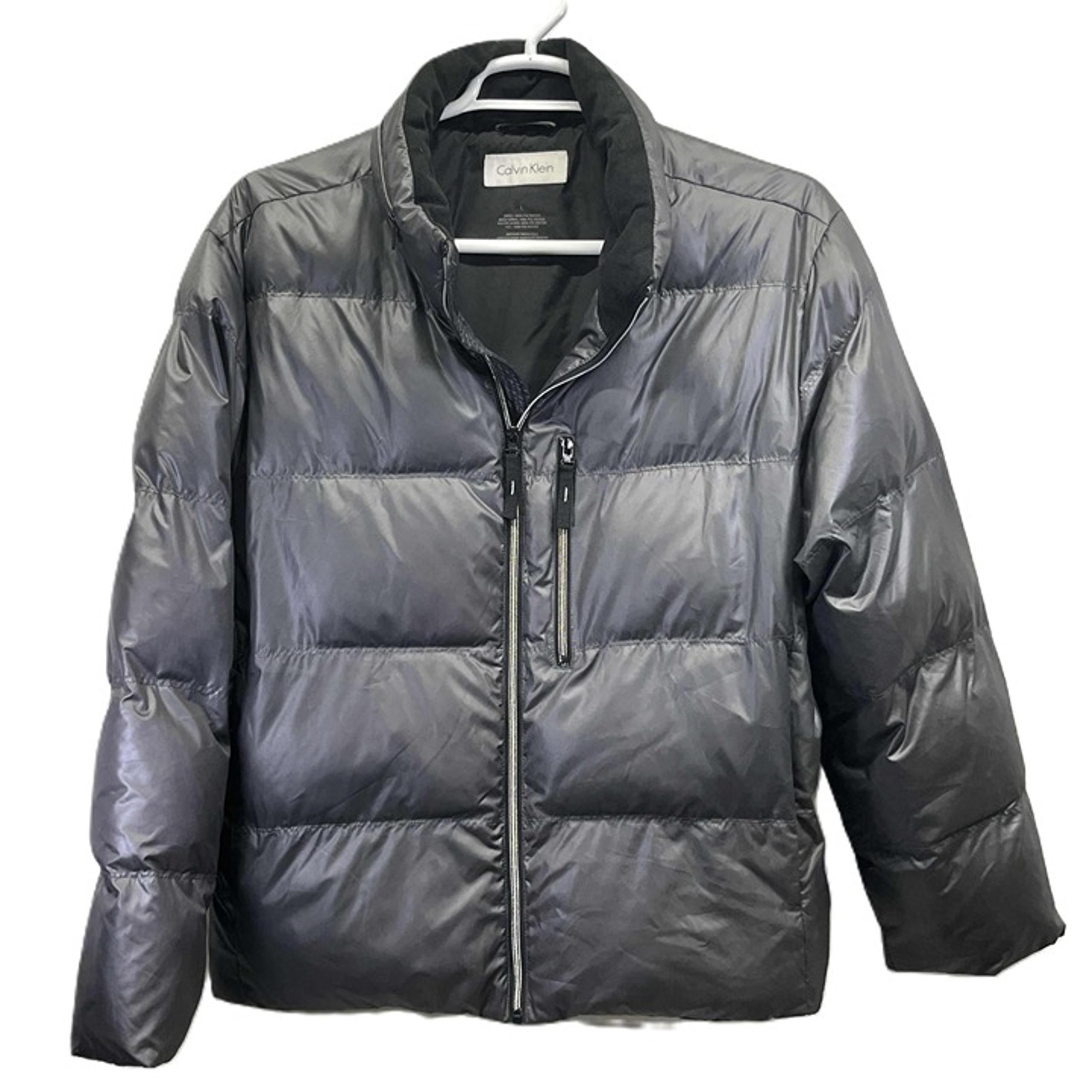 Calvin Klein Silver/Gray Mens High Shine Hooded Quilted Puffer Jacket Large