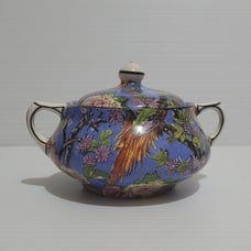 Vintage Sugar Bowl And Lid Crown Ducal A1185 Ware England Birds and Flowers 3