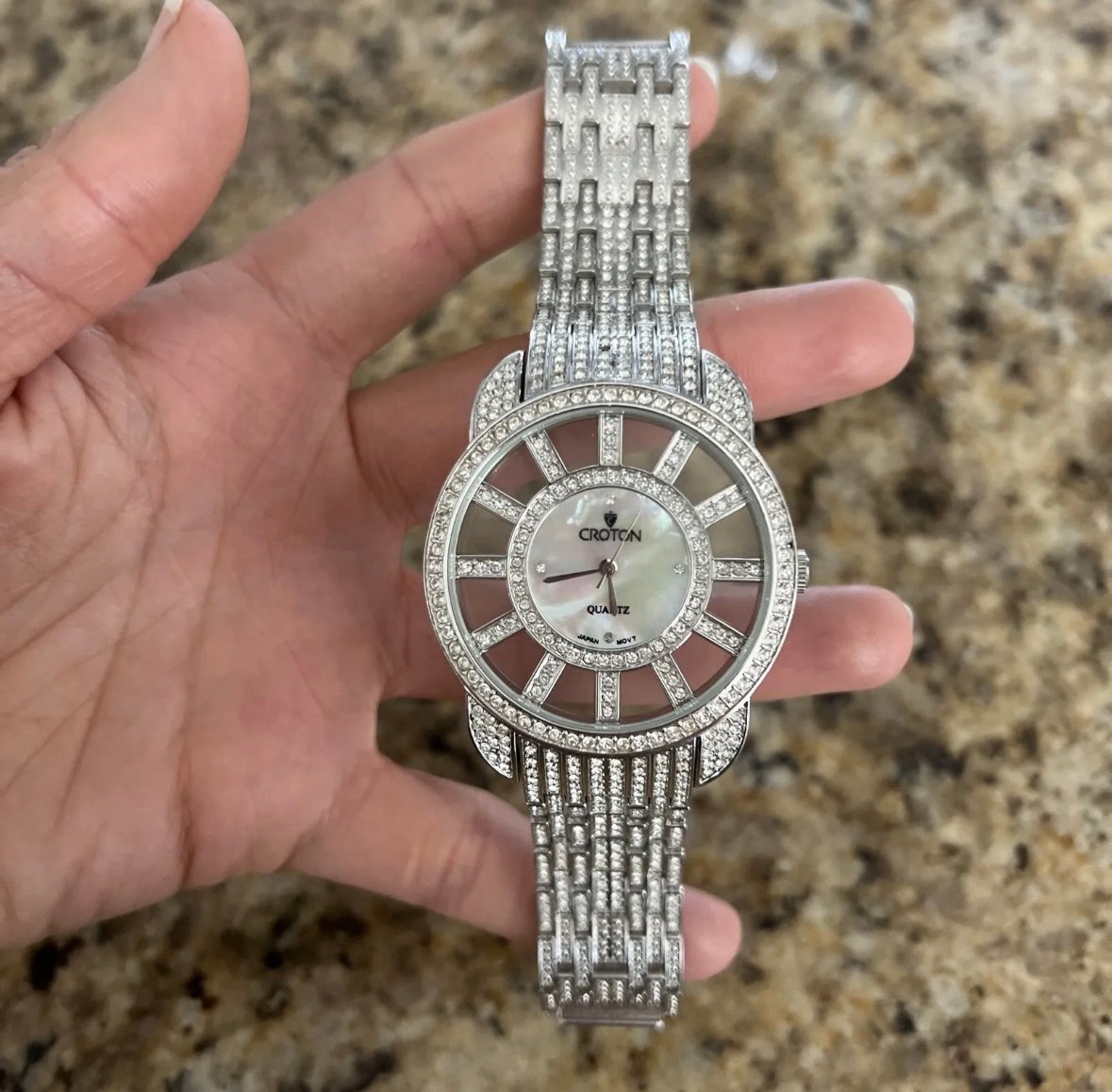 Croton Silver Crystal See-Through Face Watch