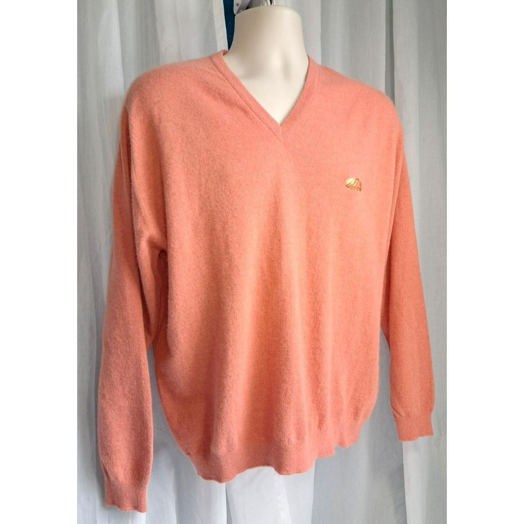 Peter Scott Men’s Scottish Wool Angora V Neck Sweater Size 44 Large Salmon