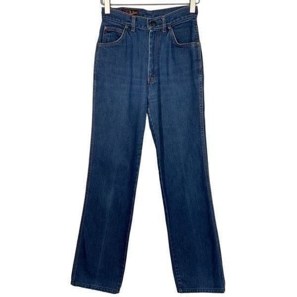 Landlubber Vintage 1970’s Blue Straight Leg Custom Hem Denim Jeans