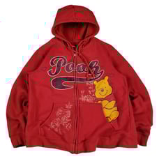 Vintage y2k 2000s Disney Pooh Bear Women's Zip-up Hoodie Youth XL Red