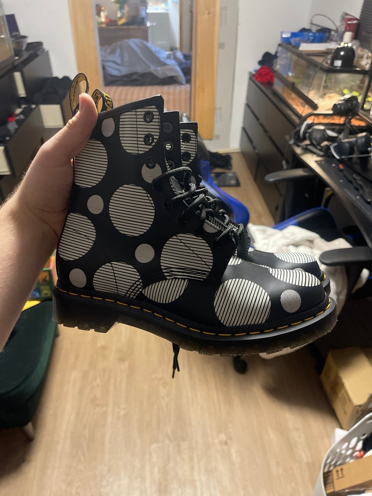 Women’s doc martens size 7 polka dot rare combat boot