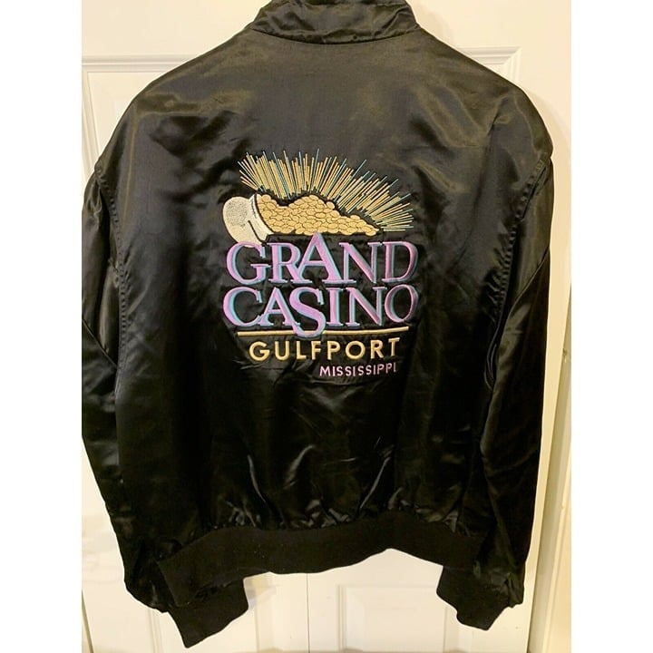 Vintage 90’s grand casino Gulfport Mississippi sati bomber jacket Sz L