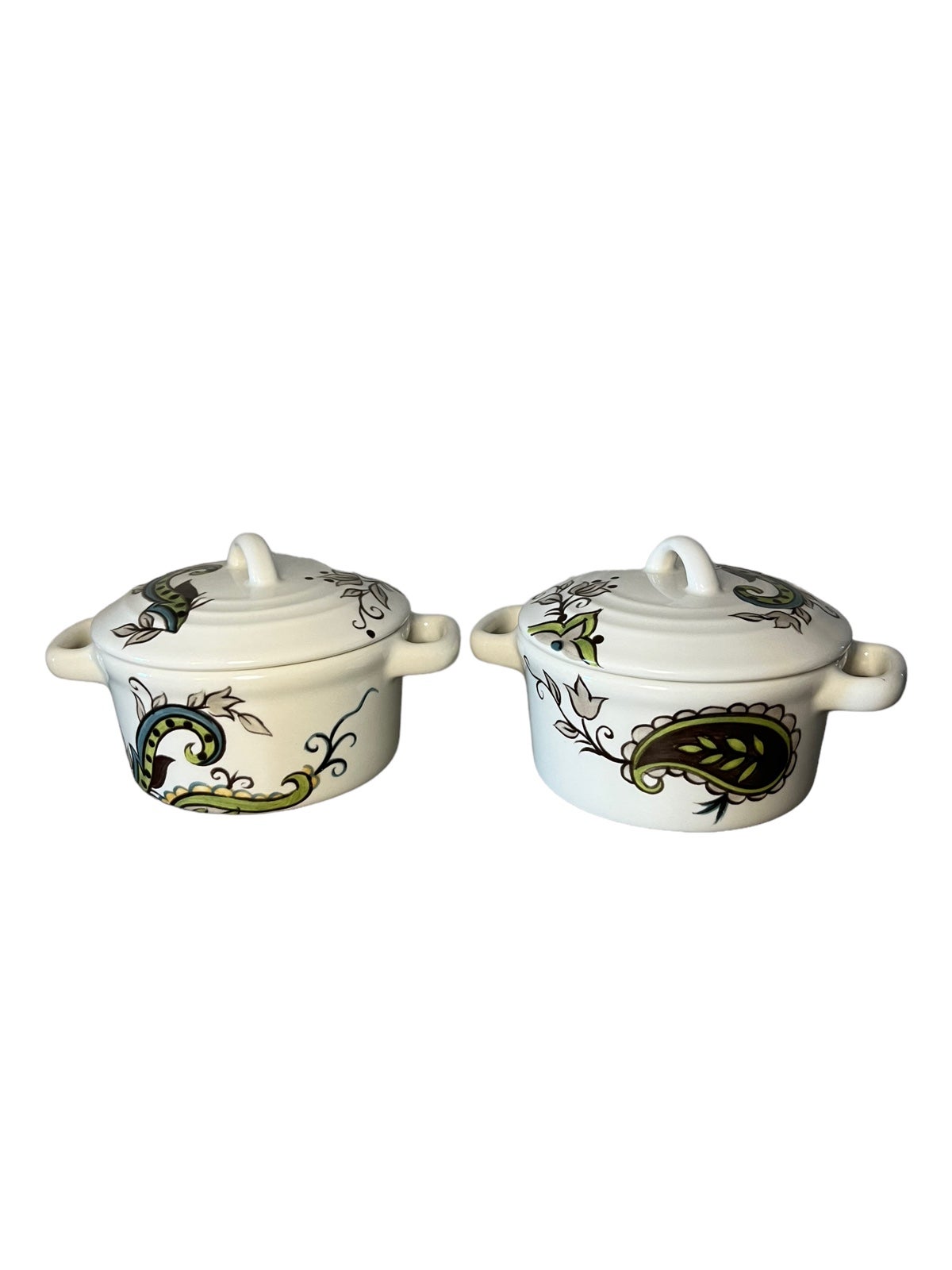 Tabletops Gallery Angela Hand Painted & Crafted Paisley Small Bowl w/Lid Set