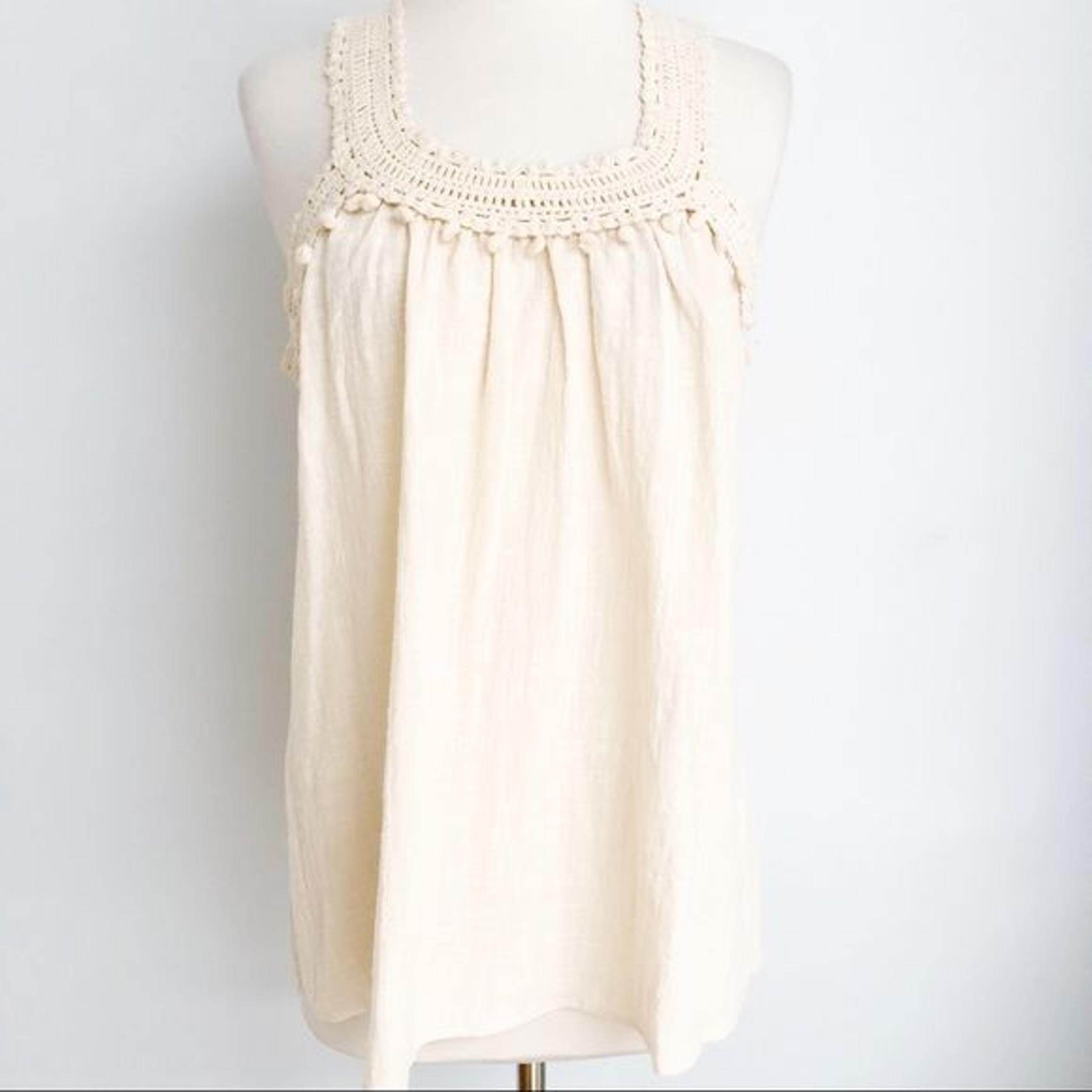 Adiva Crochet Pom Pom Boho Tank