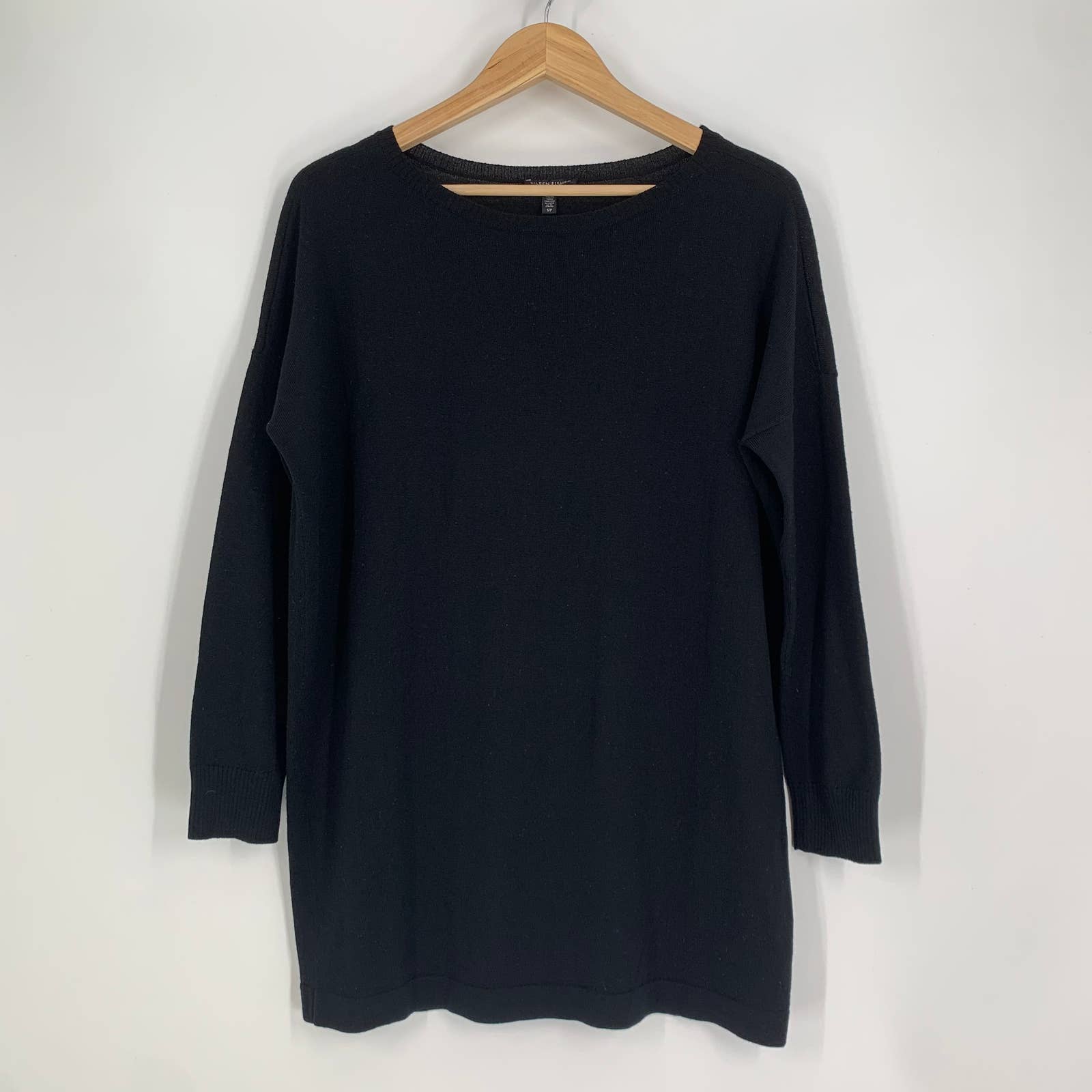 Eileen Fisher Merino Wool Long Sweater, Black