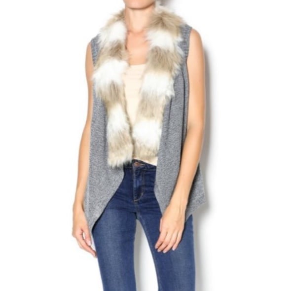 ANTHROPOLOGIE | Skies Are Blue Faux Fur Lined Manhattan Knit Vest Small