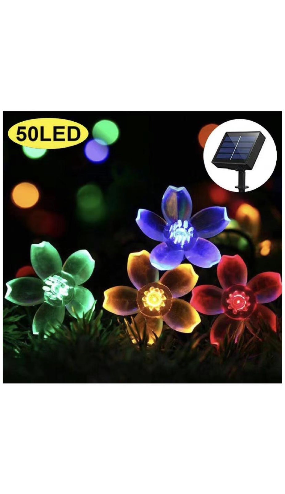 (2 packs)Solar String Lights Outdoor, Waterproof 23ft 50 LED Solar Powered