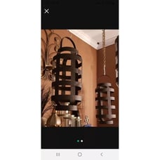2 Very Large Rustic 21x8 Each...Hanging Metal Lanterns