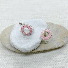 Pink coral sterling silver girl earrings