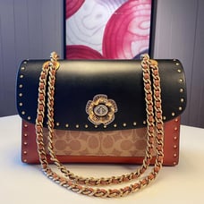 parker snakeskin camellia chain bag