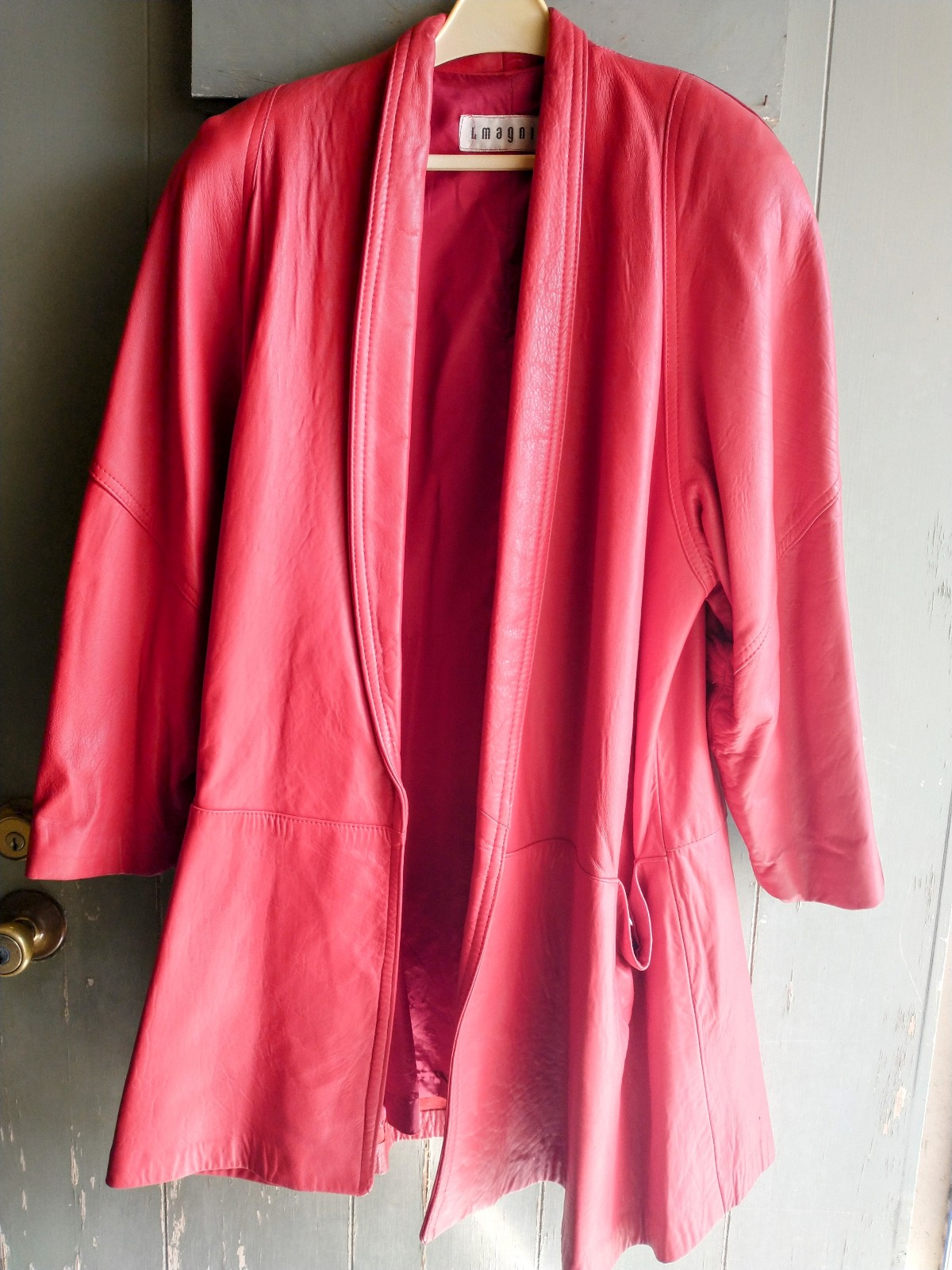 I. magnin genuine leather red vintage coat.