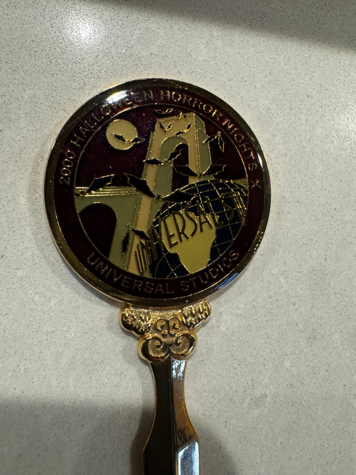 UNIVERSAL STUDIOS 2000 HALLOWEEN HORROR NIGHT BRONZE & CLOISONNE LETTER OPENER