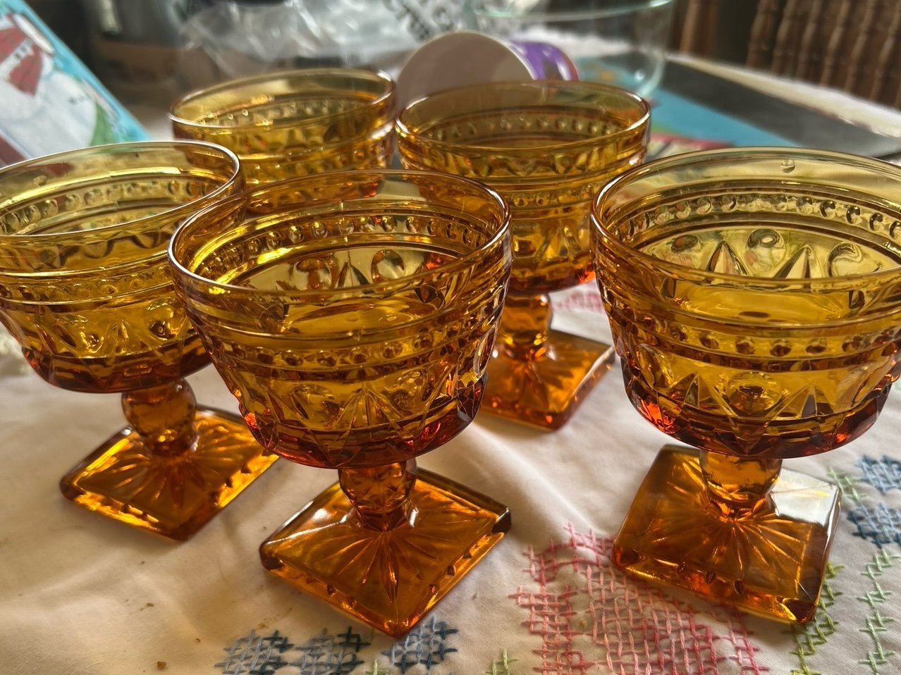 Amber glass set of five