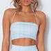Blue Plaid Halter Crop Top