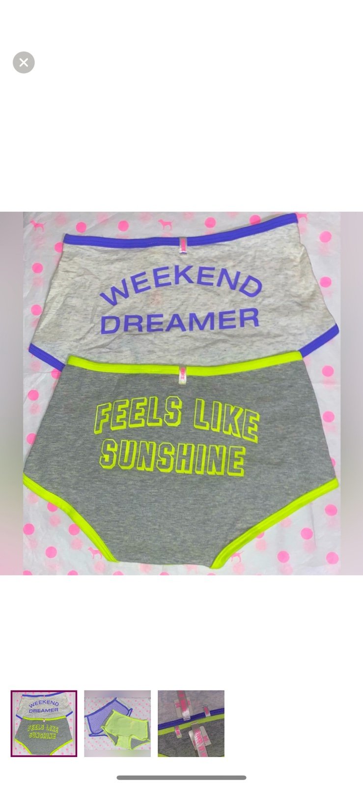 2 Victoria’s Secret PINK Boyshorts panties bundle Pink cotton panties striped