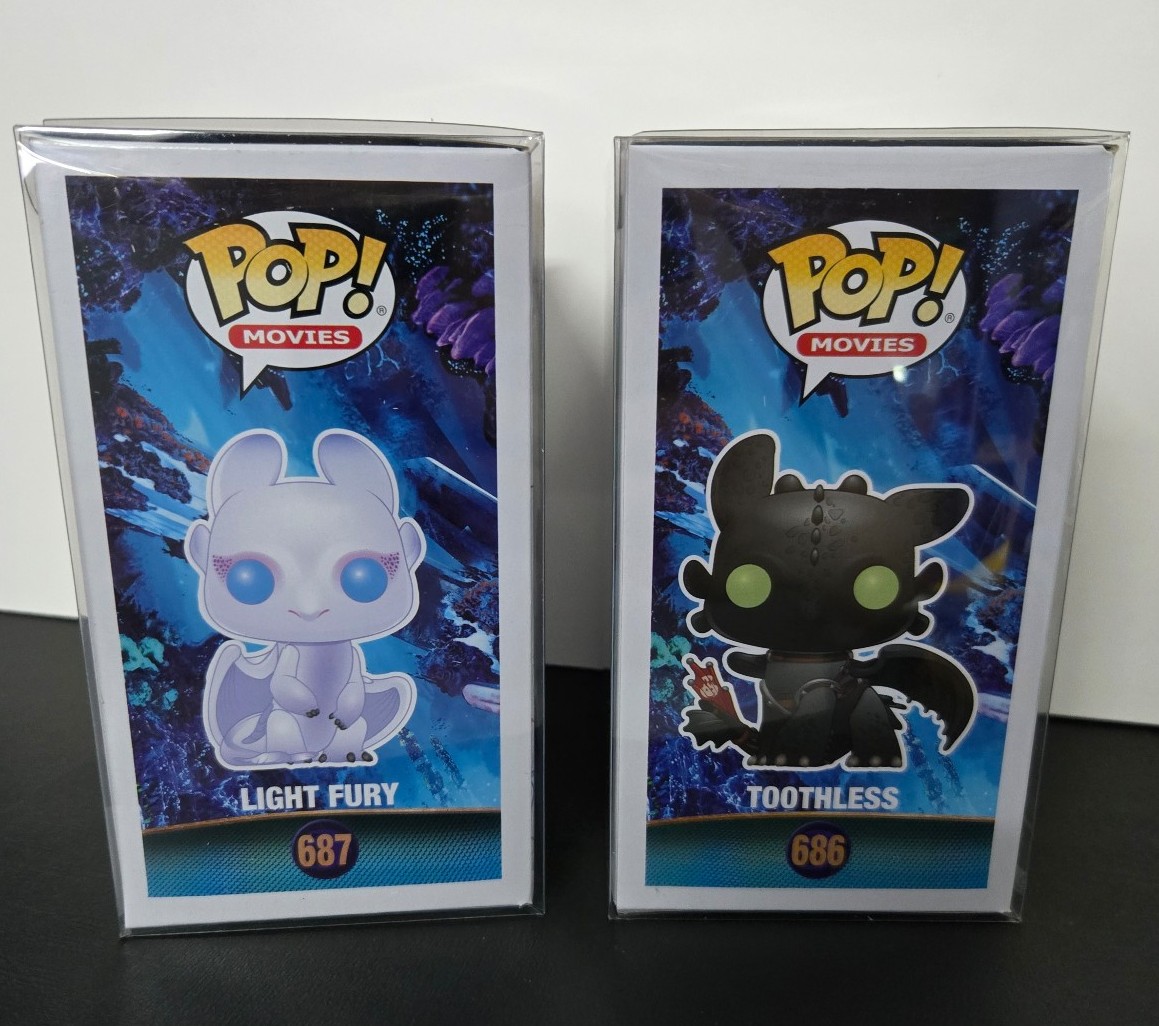 Funko Pop Light Fury and Toothless