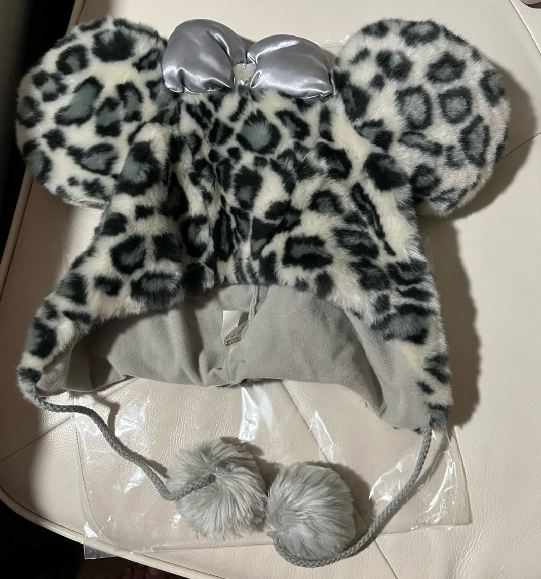 Tokyo Disney Resort Fan Cap Silver, Black & Grey Leopard Minnie Hat