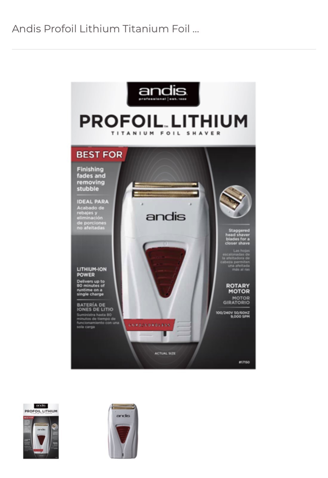 Andis Profoil Lithium Titanium Foil Shav