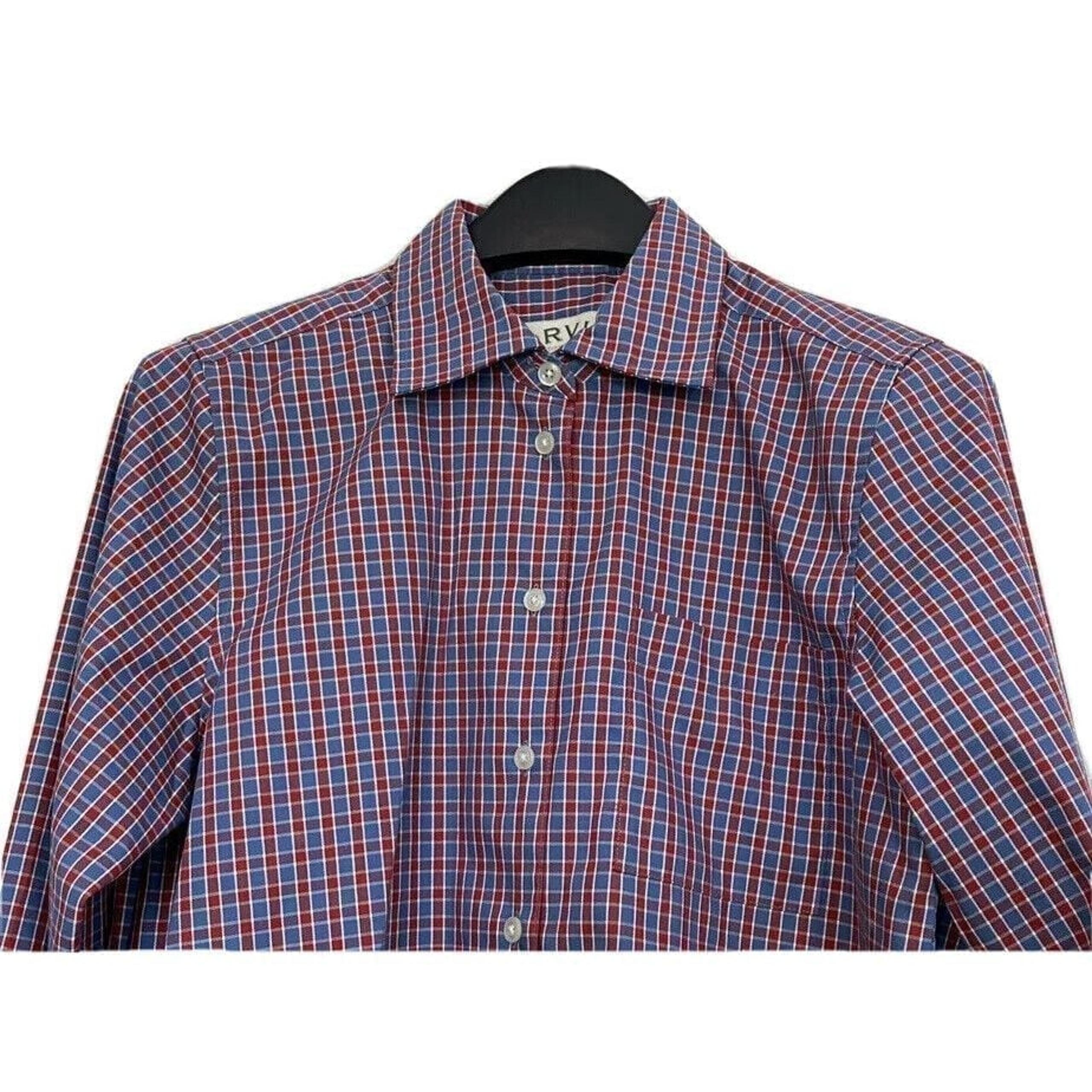 Orvis Women's 8 Button Up Collared Long Sleeve Check Shirt Cotton Poly Red