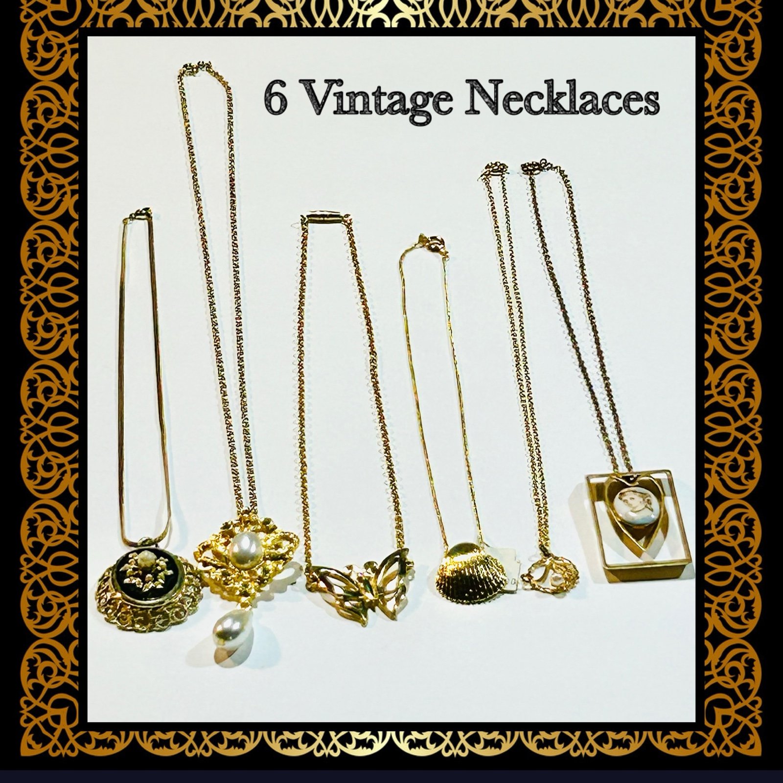 6 Vintage Goldtone Necklaces