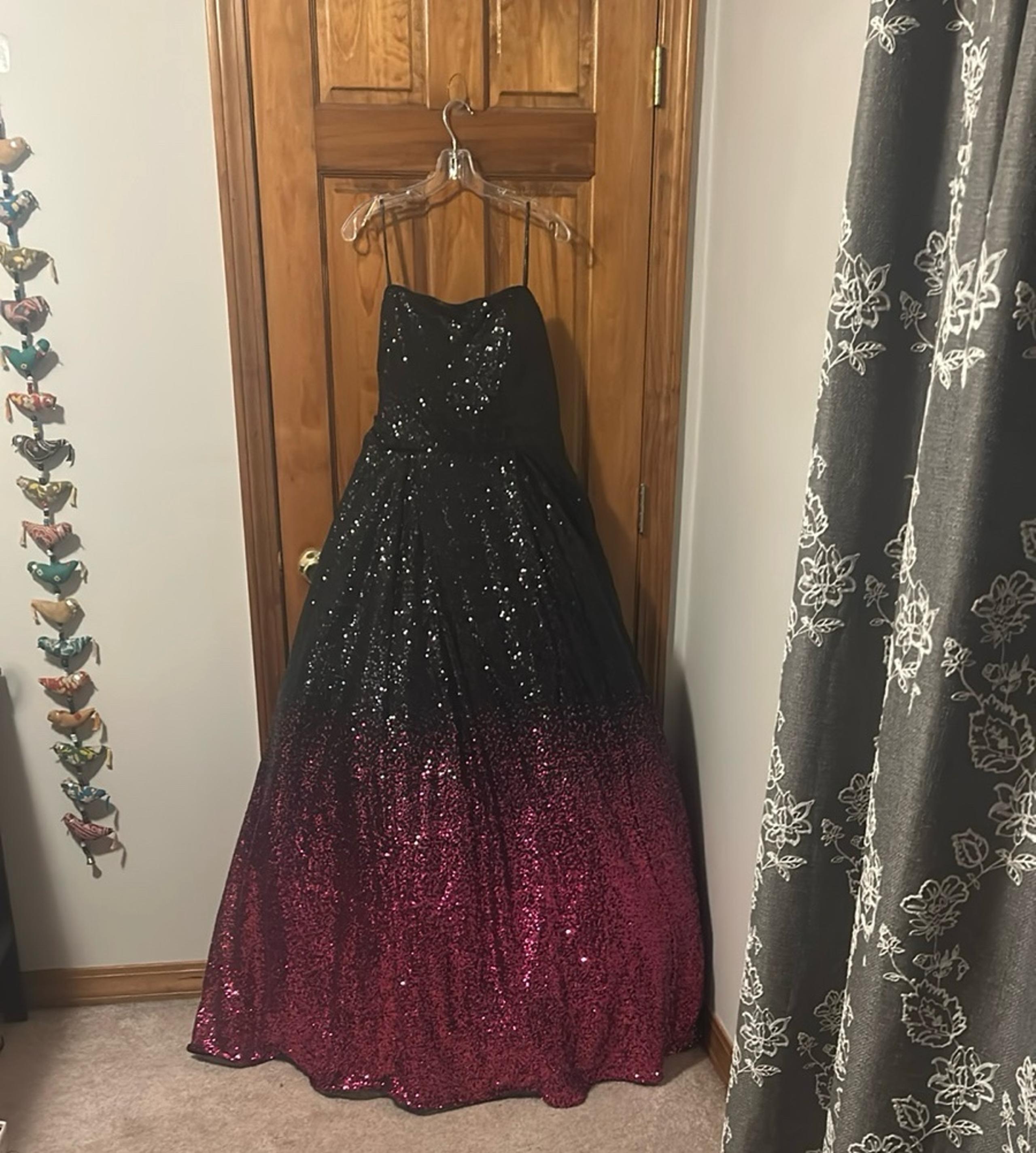 Jovani Sequin Black/Fushcia Ombré Dress