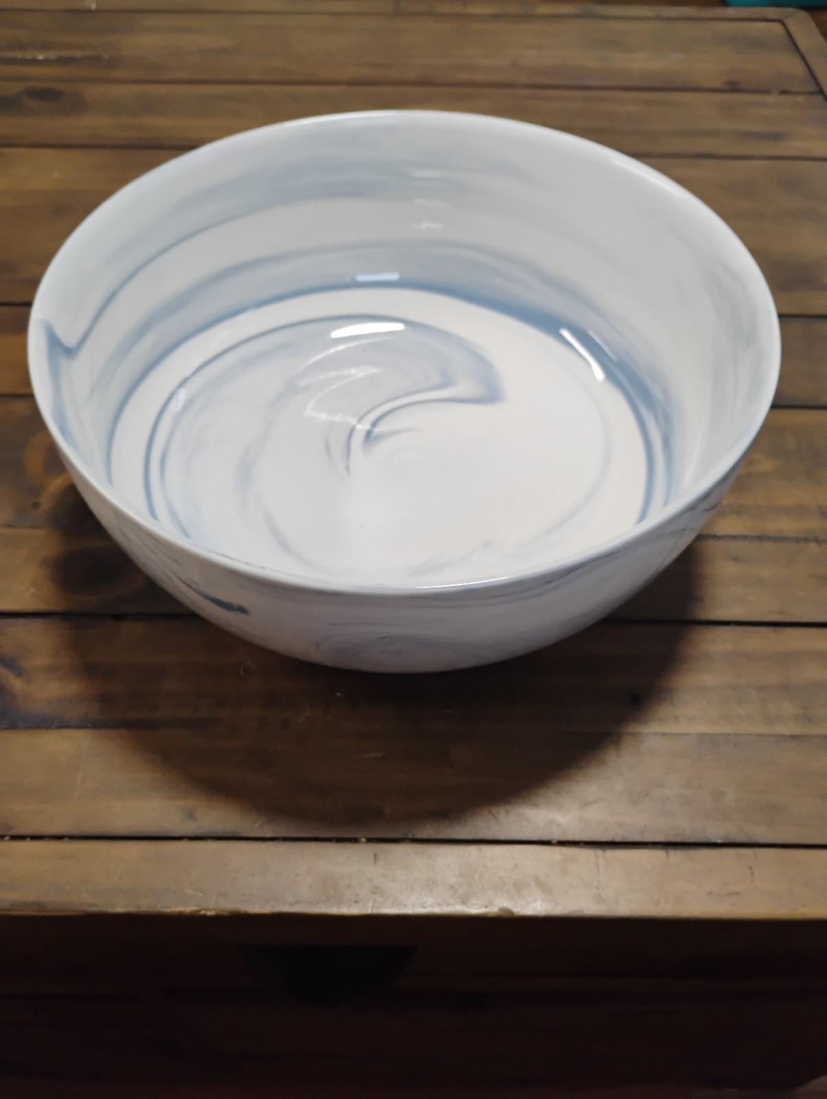 Artisanal Kitchen Supply Pasta Dinner Bowl Coupe Marble Blue Swirl Ceramic 10.5