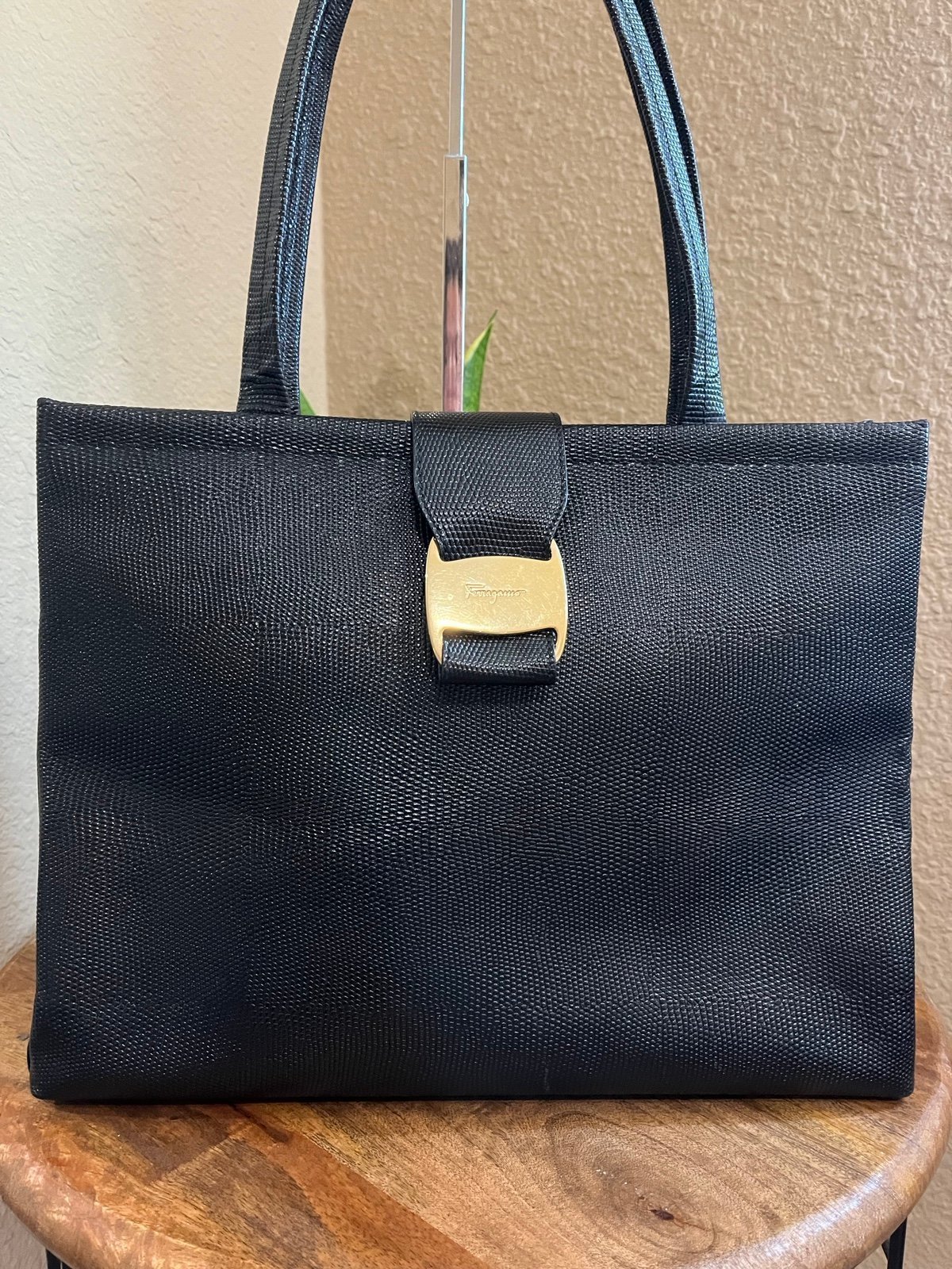 Salvatore Ferragamo Black Leather Tote