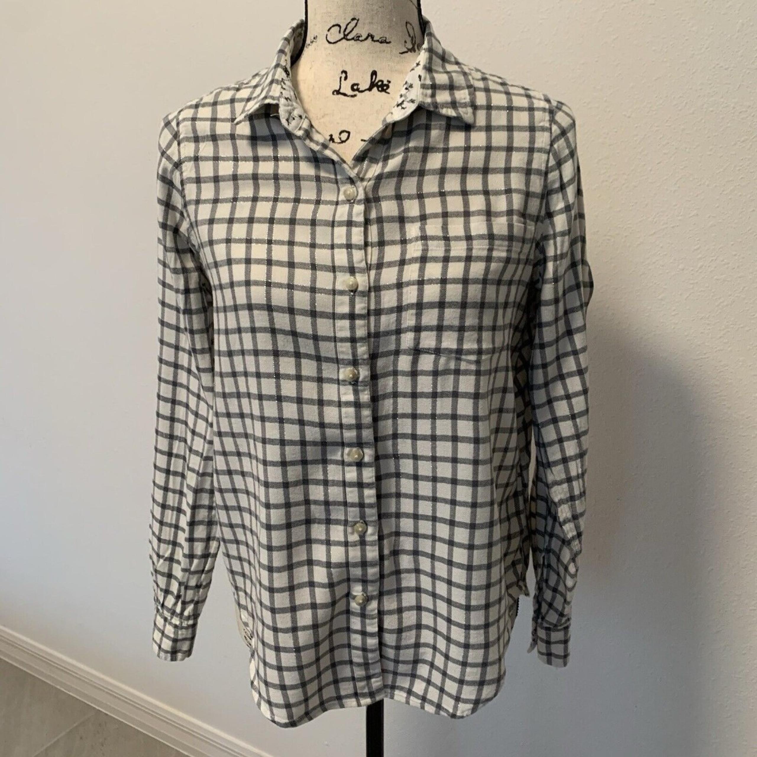 Lucky Brand Womens Button Down Gingham Shirt Blouse Size S