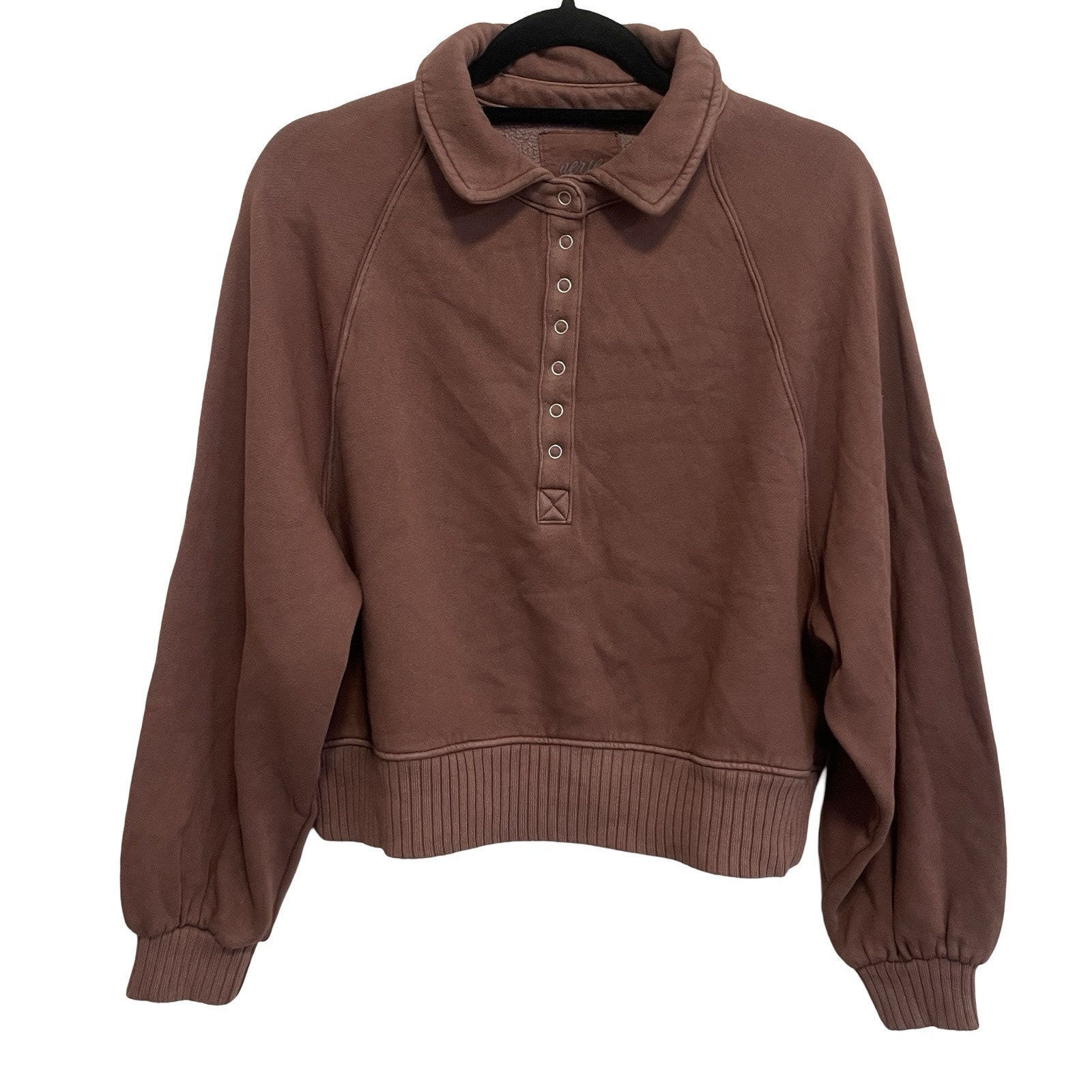Women's Aerie Half Snap Pullover Sweatshirt New