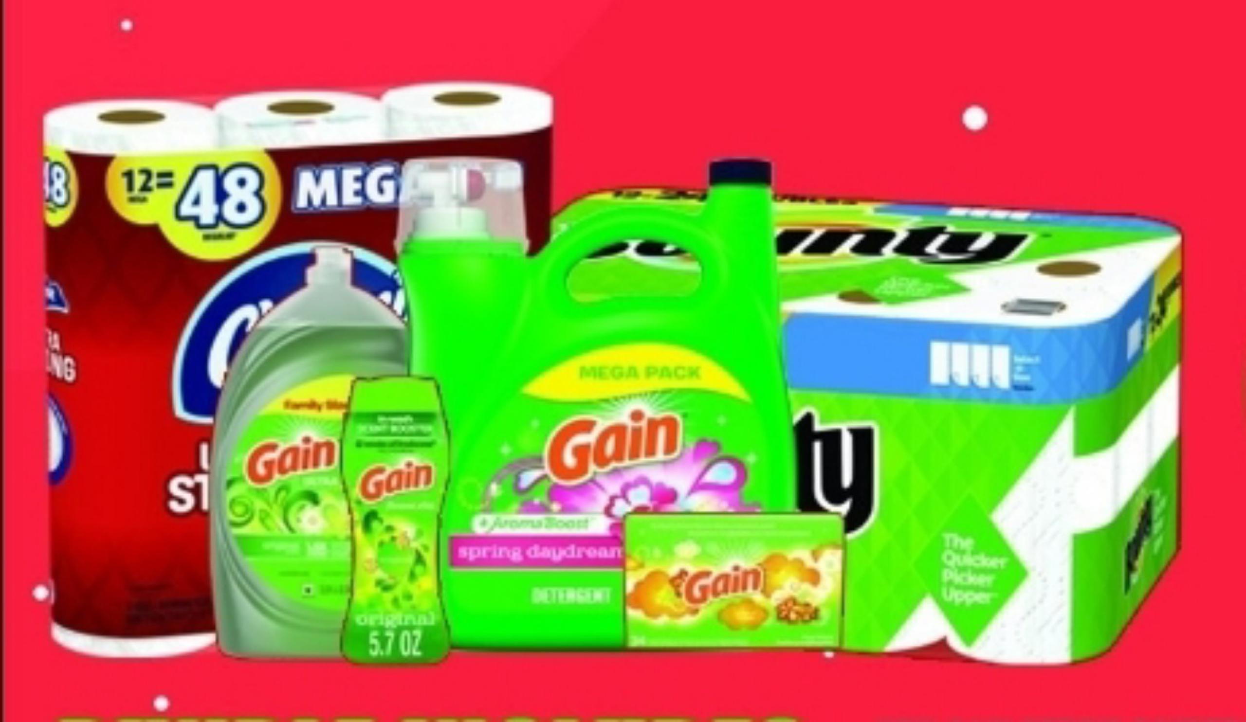 Gain Laundry detergent dishwashing liquid fabric softener air fresheners Sheet n