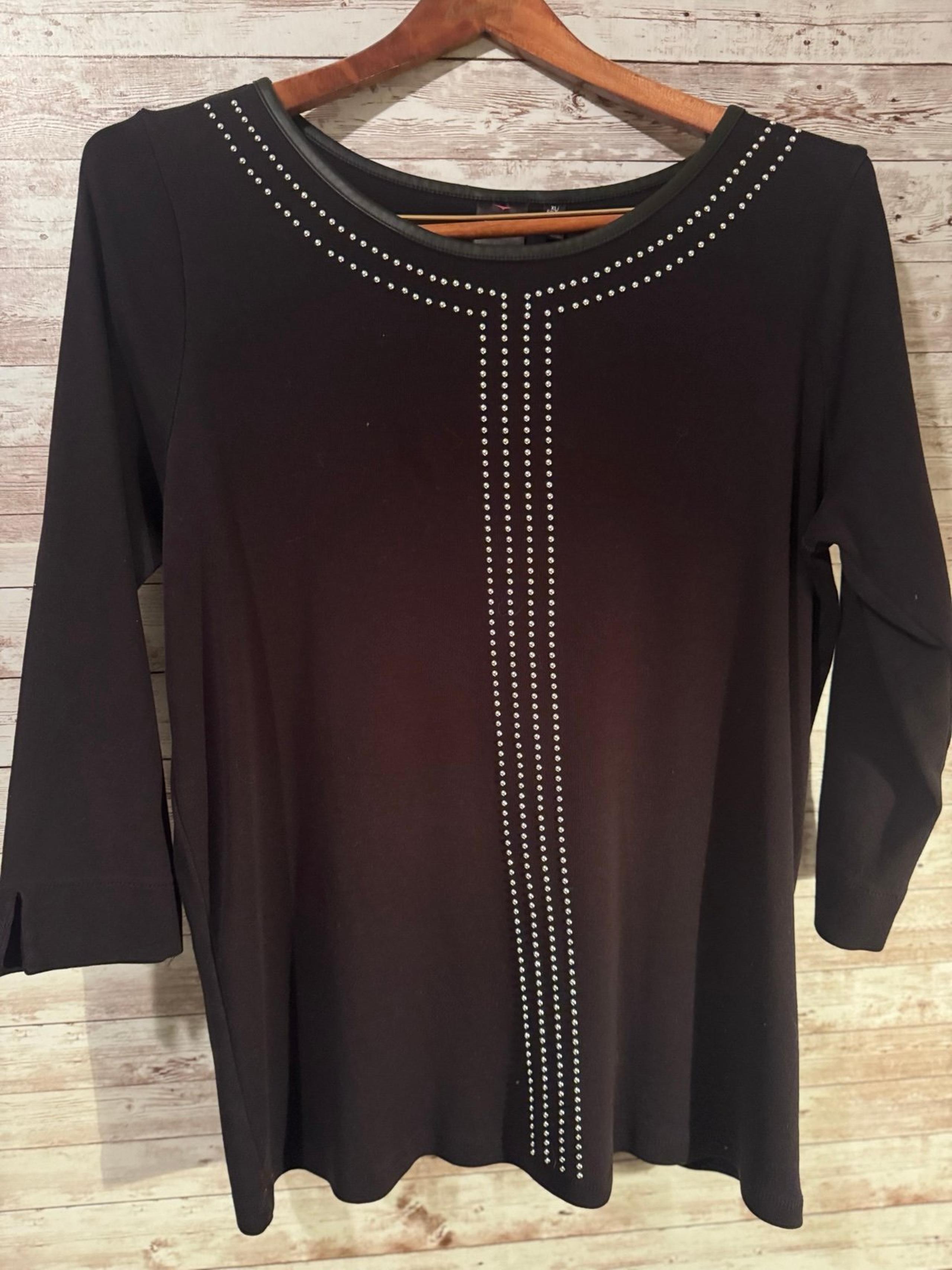 ladies sweater. XL. Silver studded bling. Black. EUC. - Rafaella