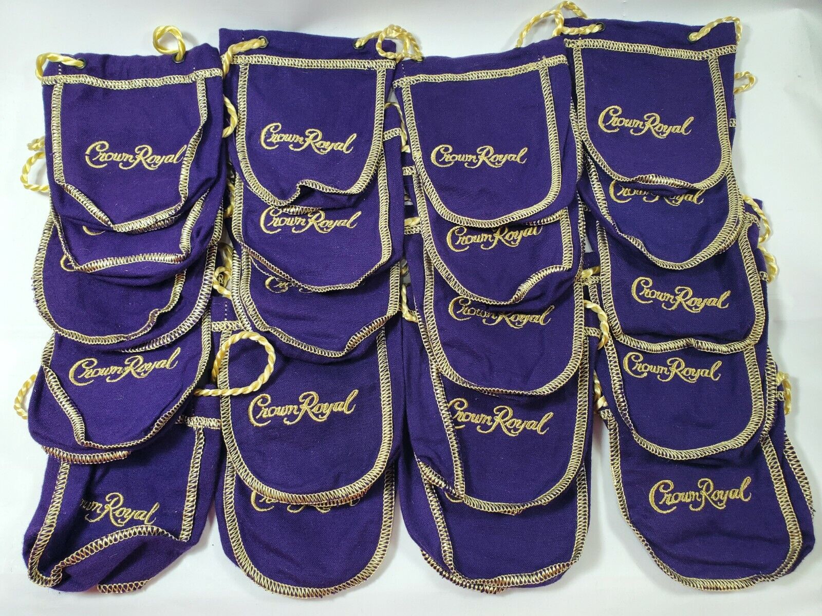 Lot of 50 Crown Royal 50ml Purple Drawstring Mini Shooter Bags 4 inch