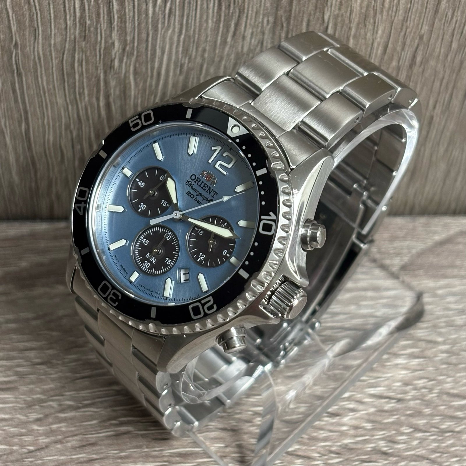 Ice Blue Orient Solar Quartz Chronograph Men’s Watch
