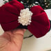 French Style Black Beret with Red Bow Pearl Ribbon Bow NWOT