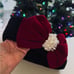 French Style Black Beret with Red Bow Pearl Ribbon Bow NWOT