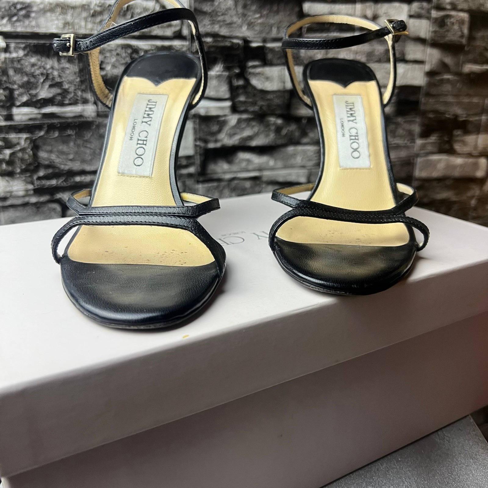 Vintage JIMMY CHOO strappy high heels in black Size: 5 (EUR 35) **heel: 4”