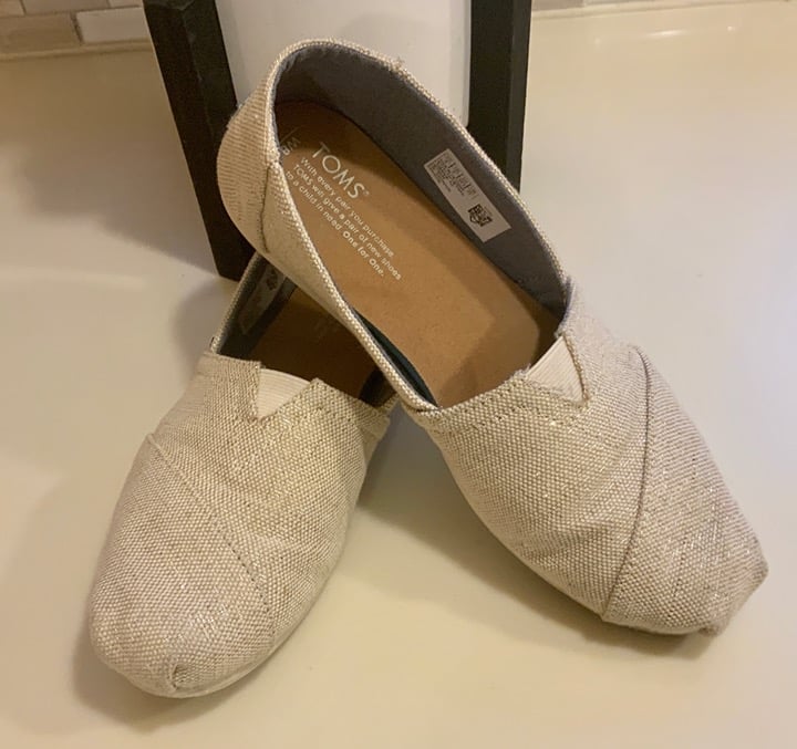 Toms Alpargata Metallic Slip On Flats SIZE 8