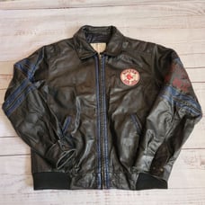 Vintage Boston Red Sox Genuine Merchandise G-III Leather Bomber Jacket Mens Lg
