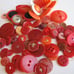 Lot of 75 Red & Coral Vintage Buttons Bakelite Plastic Lucite Cloth .1/8 to 1”