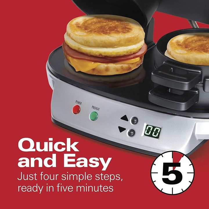 with Timer, Dual Breakfast Sandwich Maker -er8
