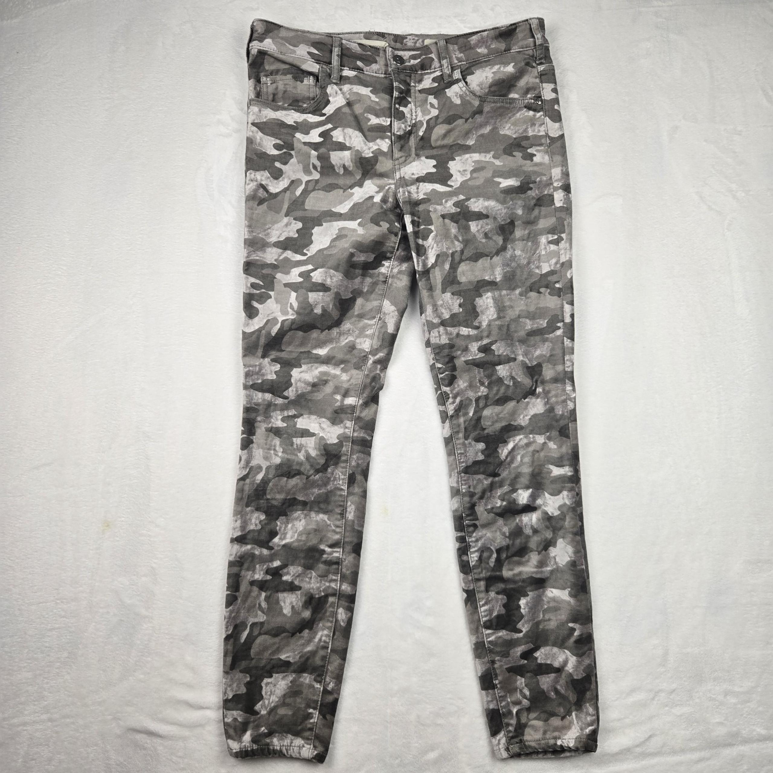 Anthropologie Pilcro Women's Size 29 Gray Camo High Rise Skinny Jeans Velour